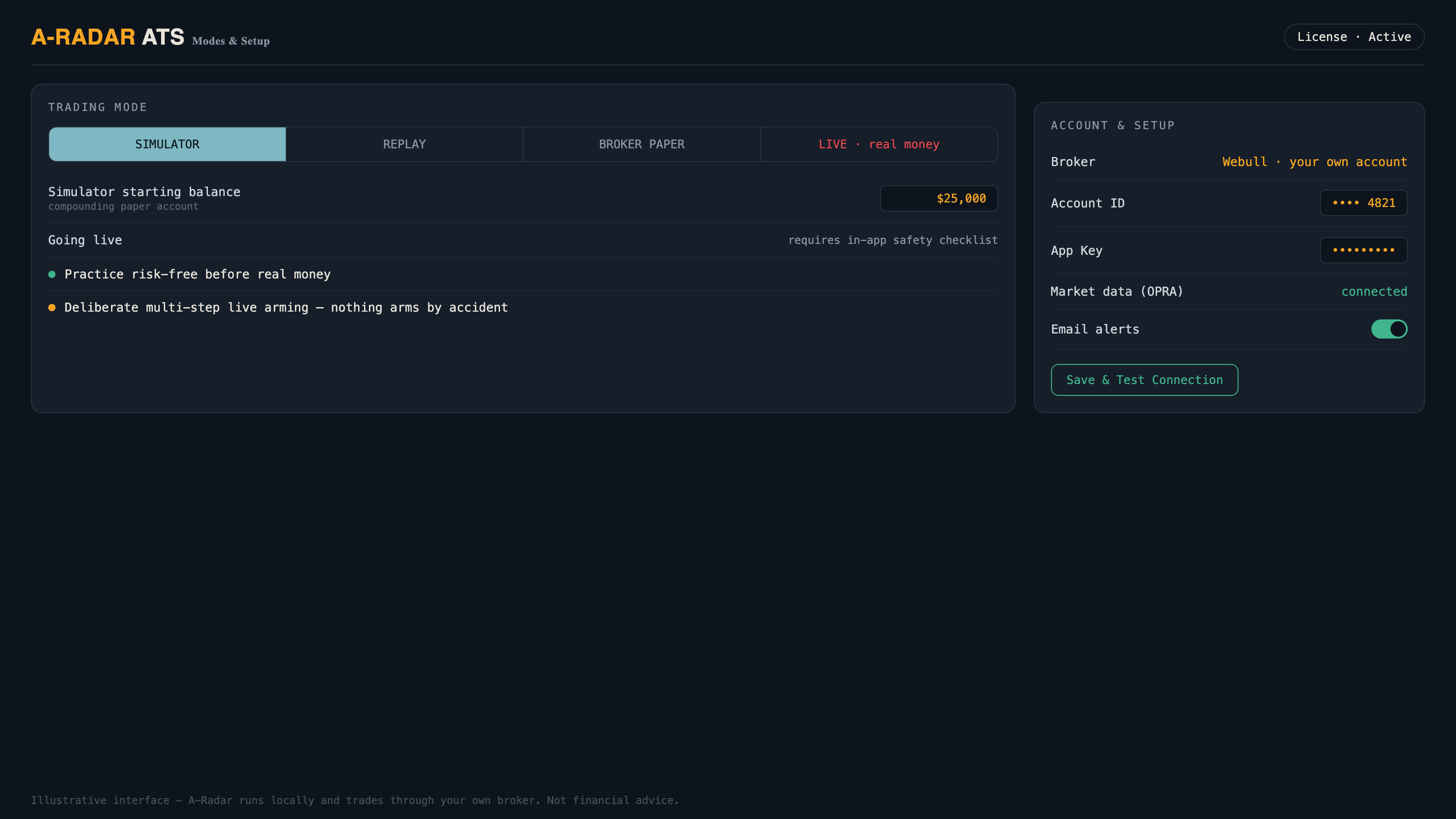 Trading modes and broker setup